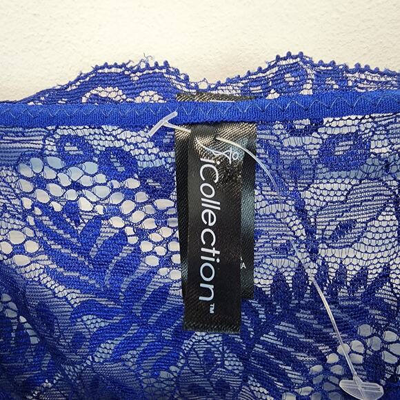 iCollection Lace Babydoll Chemise Size 3X Blue Mesh V-neck Stretch Sexy Coquette - Picture 14 of 14